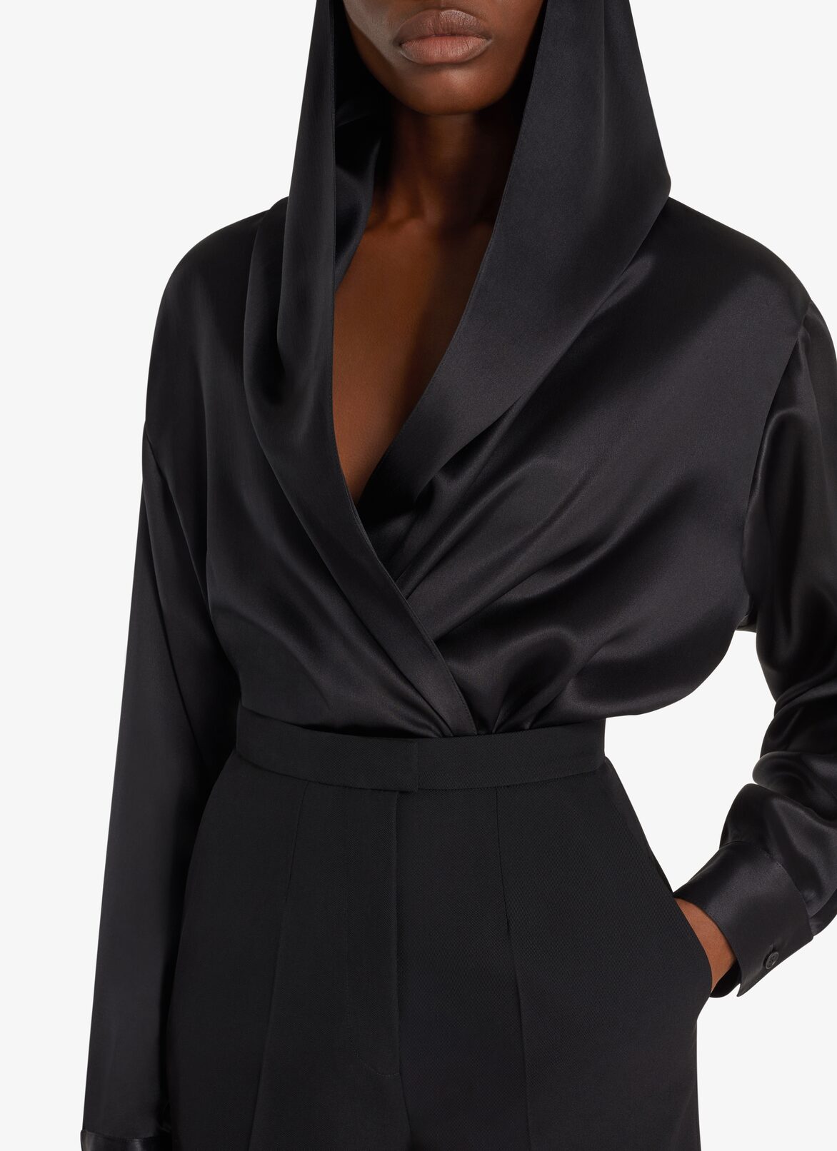 Hooded Silk Body ALAÏA BLACK HOODED SILK BODY